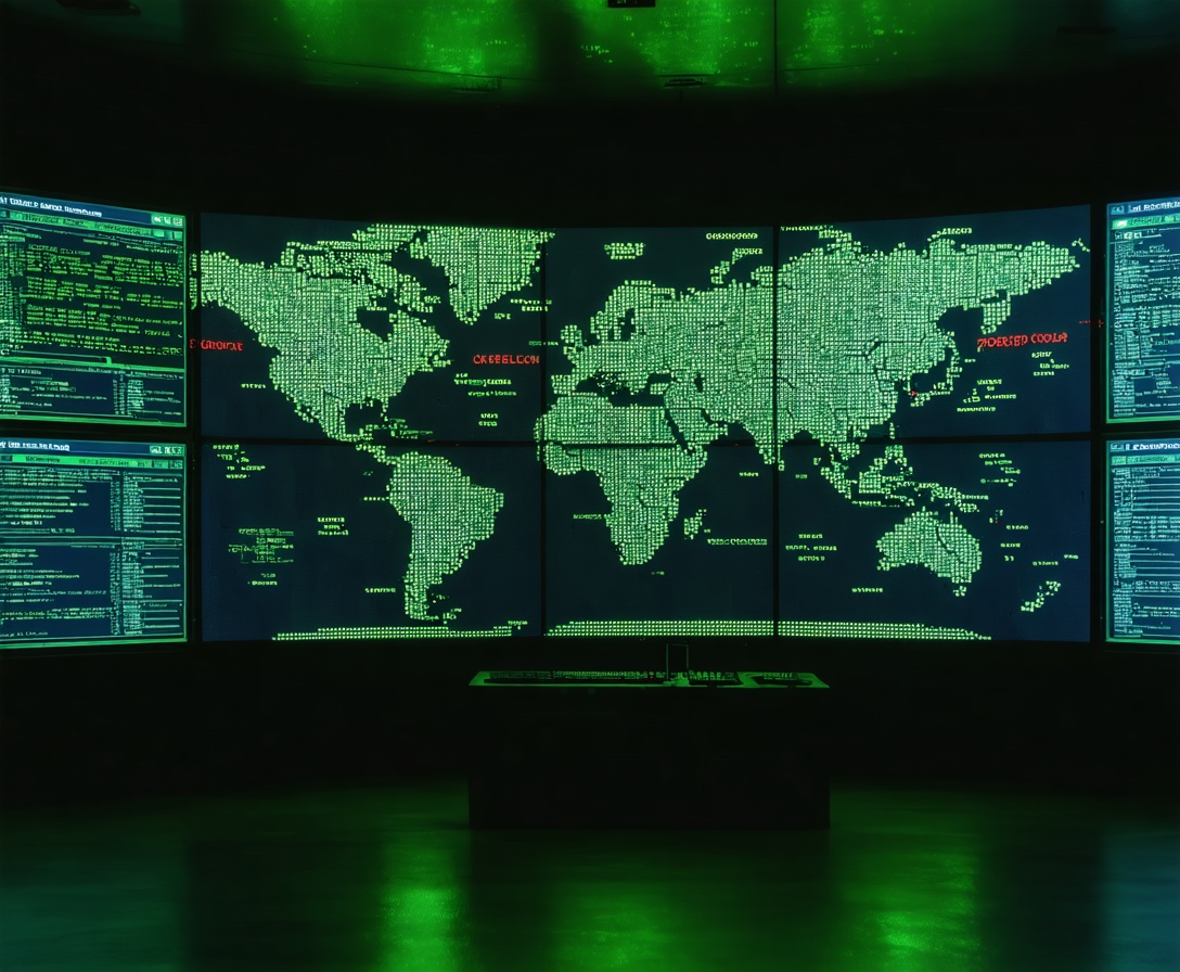 Cybersecurity professionals monitoring global threat vectors