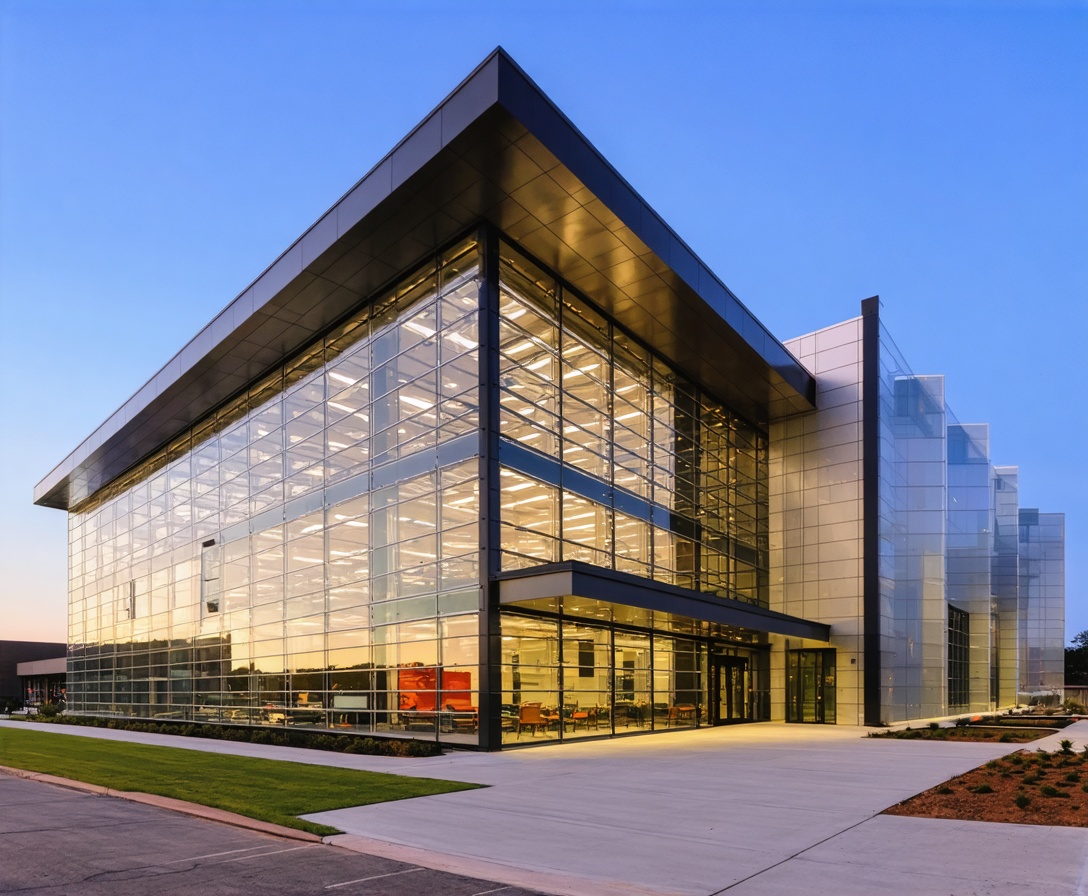 The modern glass and steel exterior of IT Learning Camp headquarters in Austin, Texas